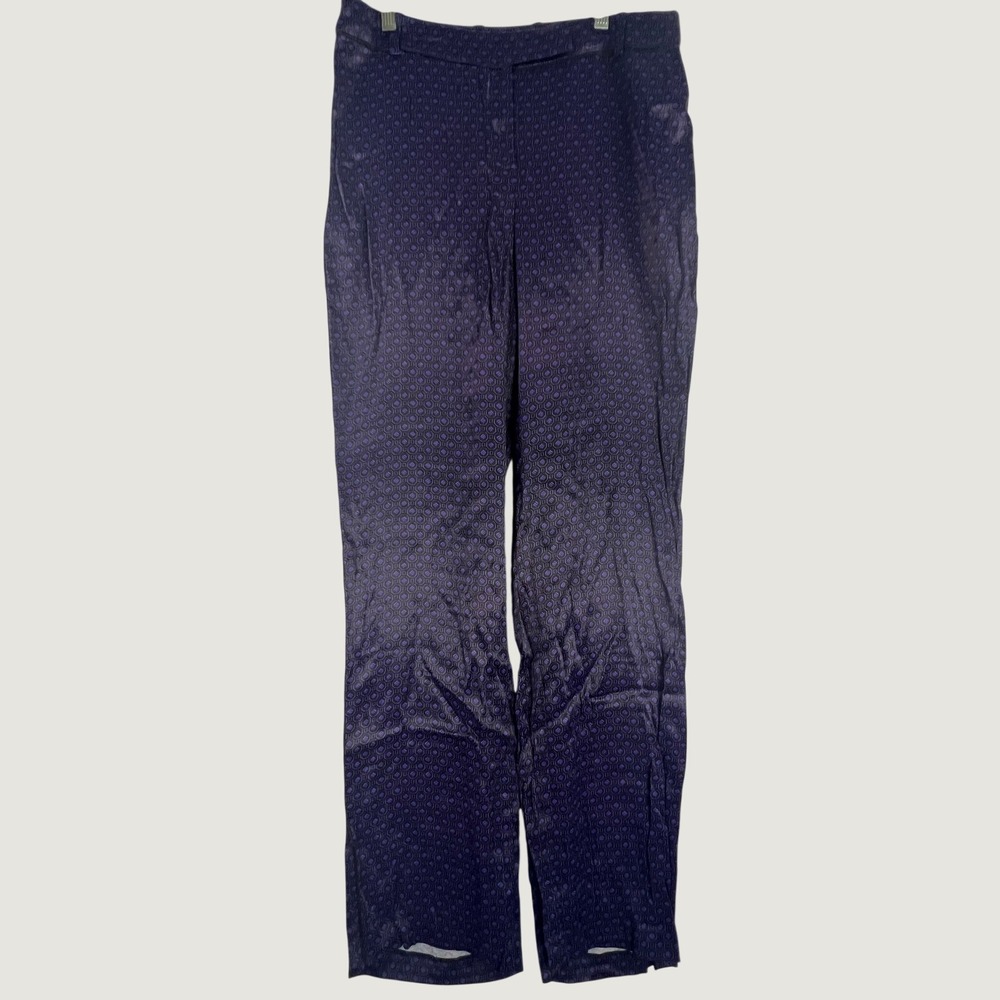 Womens Purple Geometric Jacquard Straight Leg Dress Trousers Purple Black 32x33